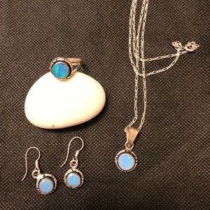 Sterling silver, Fire Opal set.